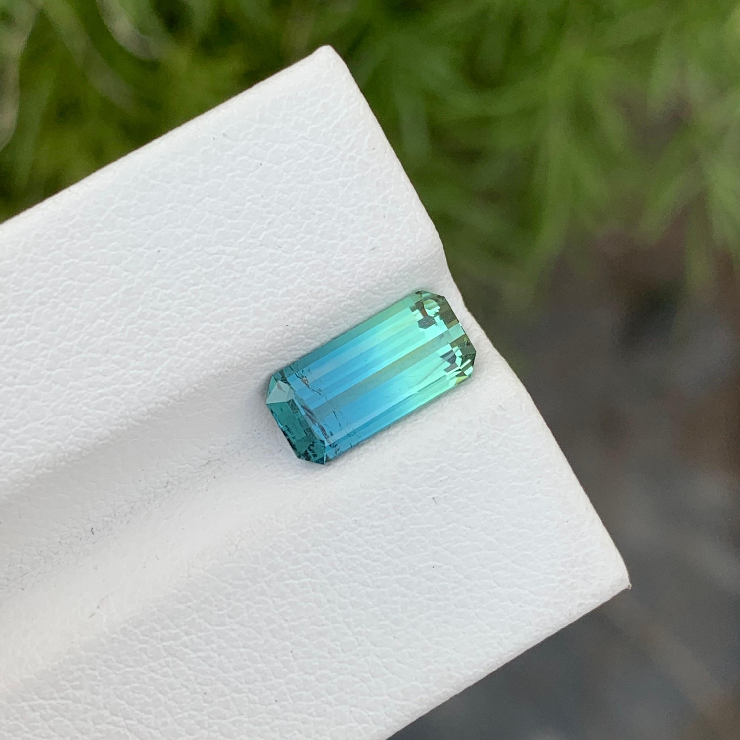 2.25 Carat Natural Loose Bi Colour Tourmaline Emerald Shape Gem For Ring  For Sale 6