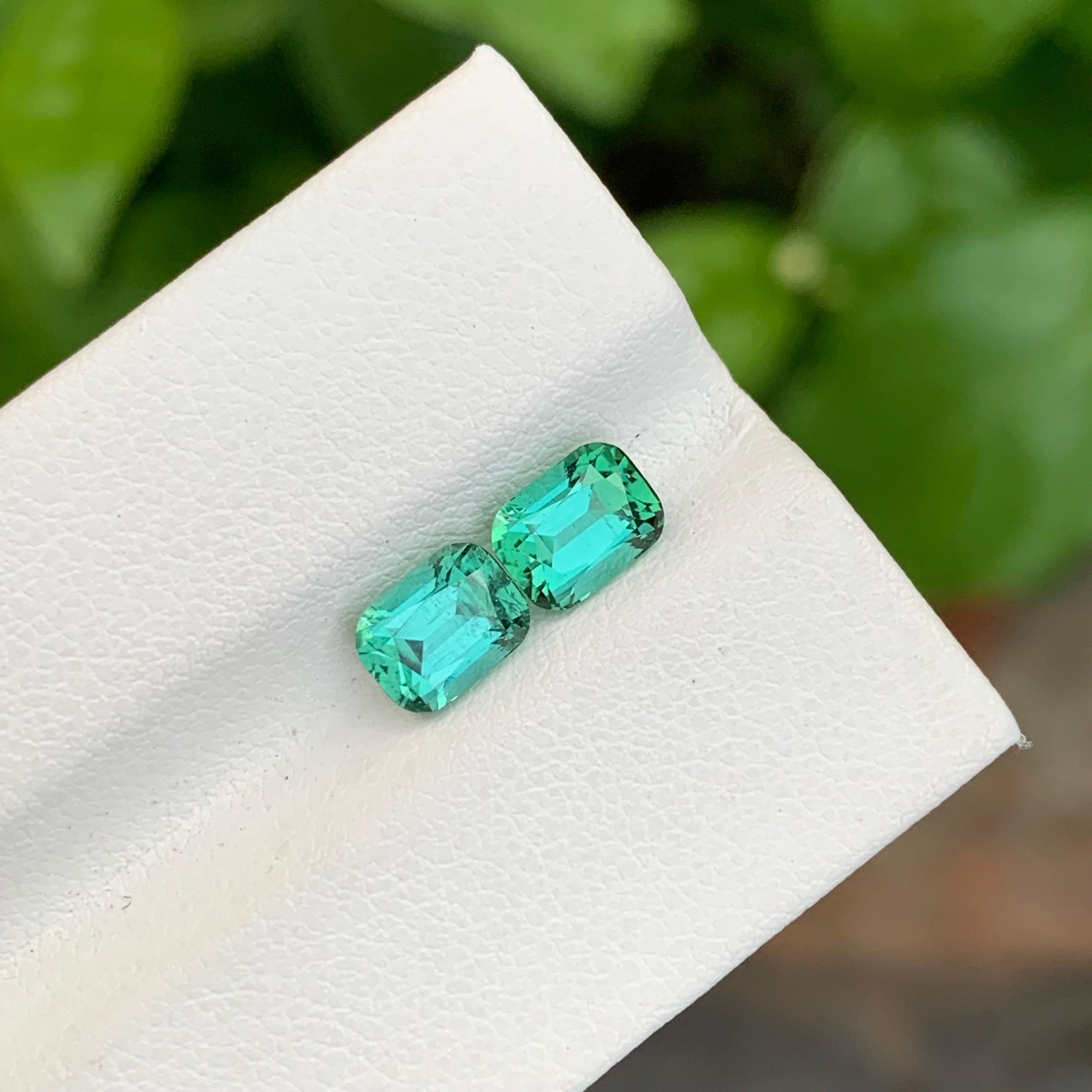2.25 Carat Natural Loose Green Lagoon Dual Tourmaline Cushion Shape Gemstone (pierre précieuse en forme de coussin) en vente 5