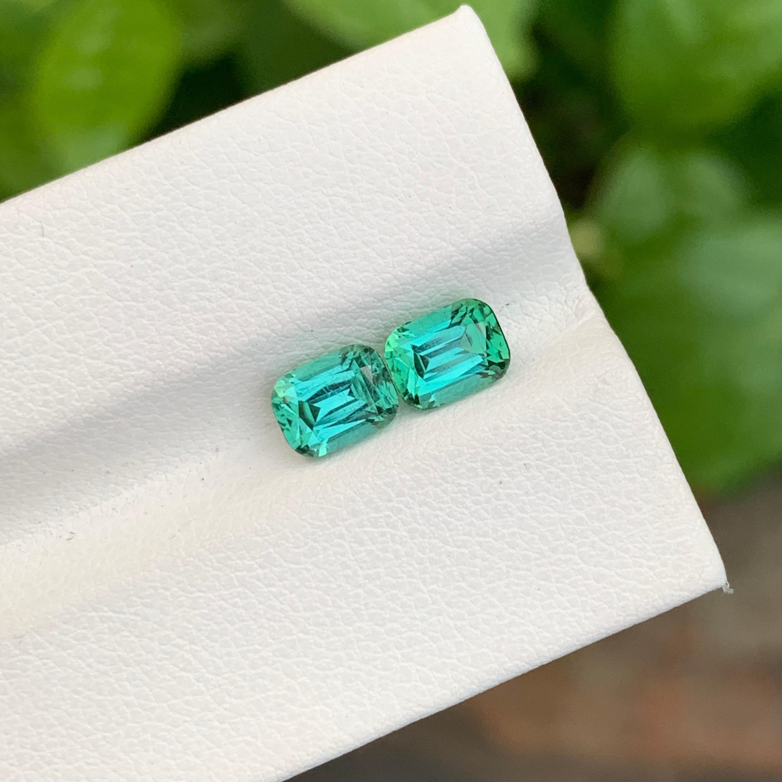 2.25 Carat Natural Loose Green Lagoon Dual Tourmaline Cushion Shape Gemstone (pierre précieuse en forme de coussin) en vente 2