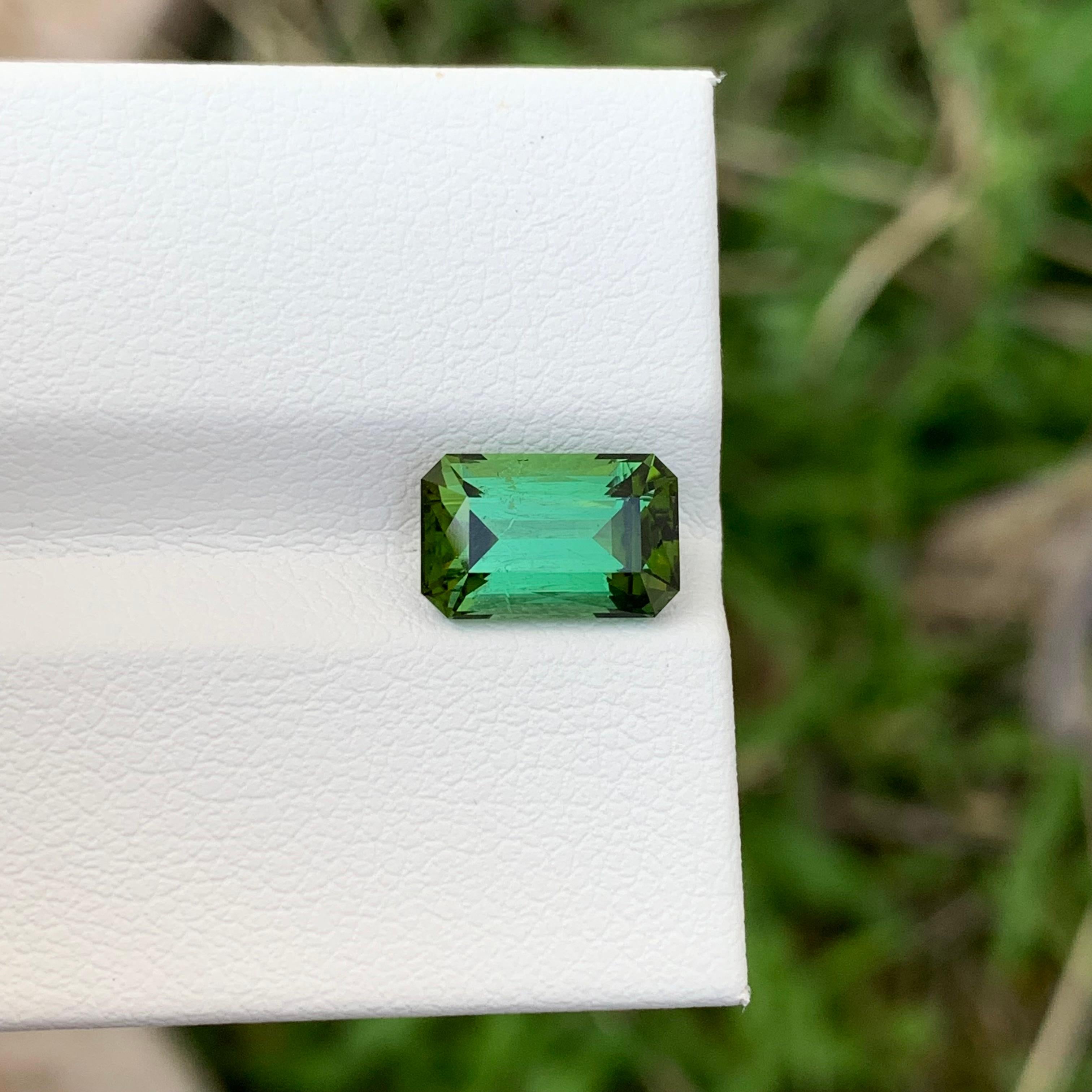 Arts and Crafts 2.25 Carat Natural Loose Green Tourmaline Emerald Shape Gem From Afghanistan  For Sale