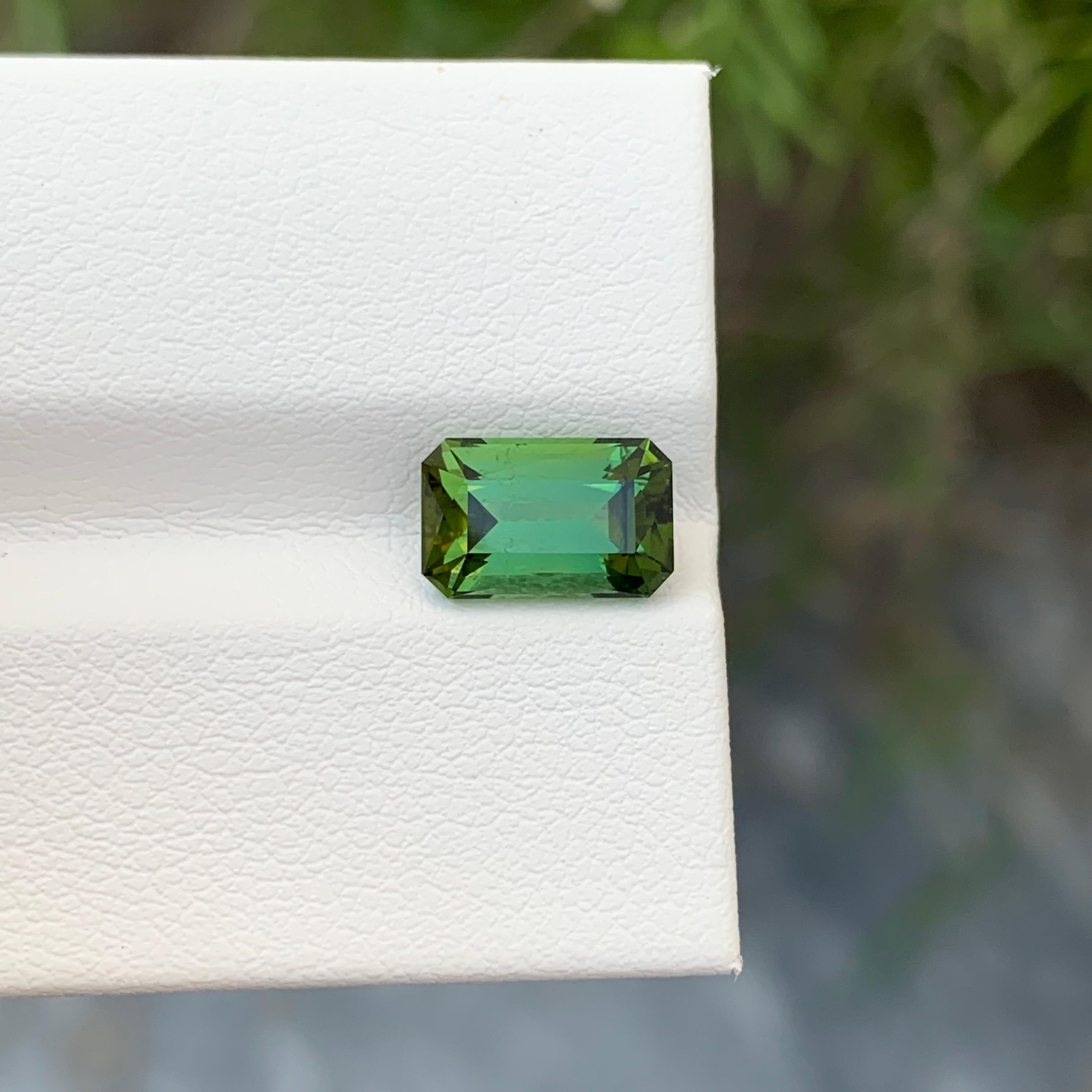 Emerald Cut 2.25 Carat Natural Loose Green Tourmaline Emerald Shape Gem From Afghanistan  For Sale
