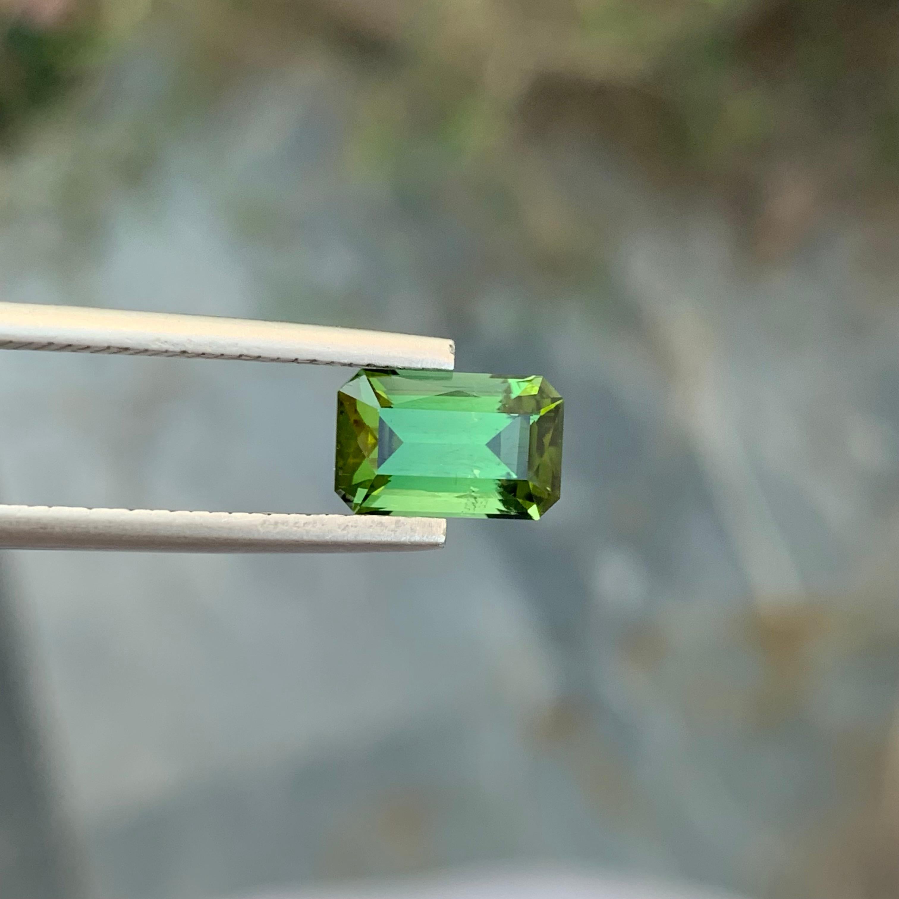 Women's or Men's 2.25 Carat Natural Loose Green Tourmaline Emerald Shape Gem From Afghanistan  For Sale