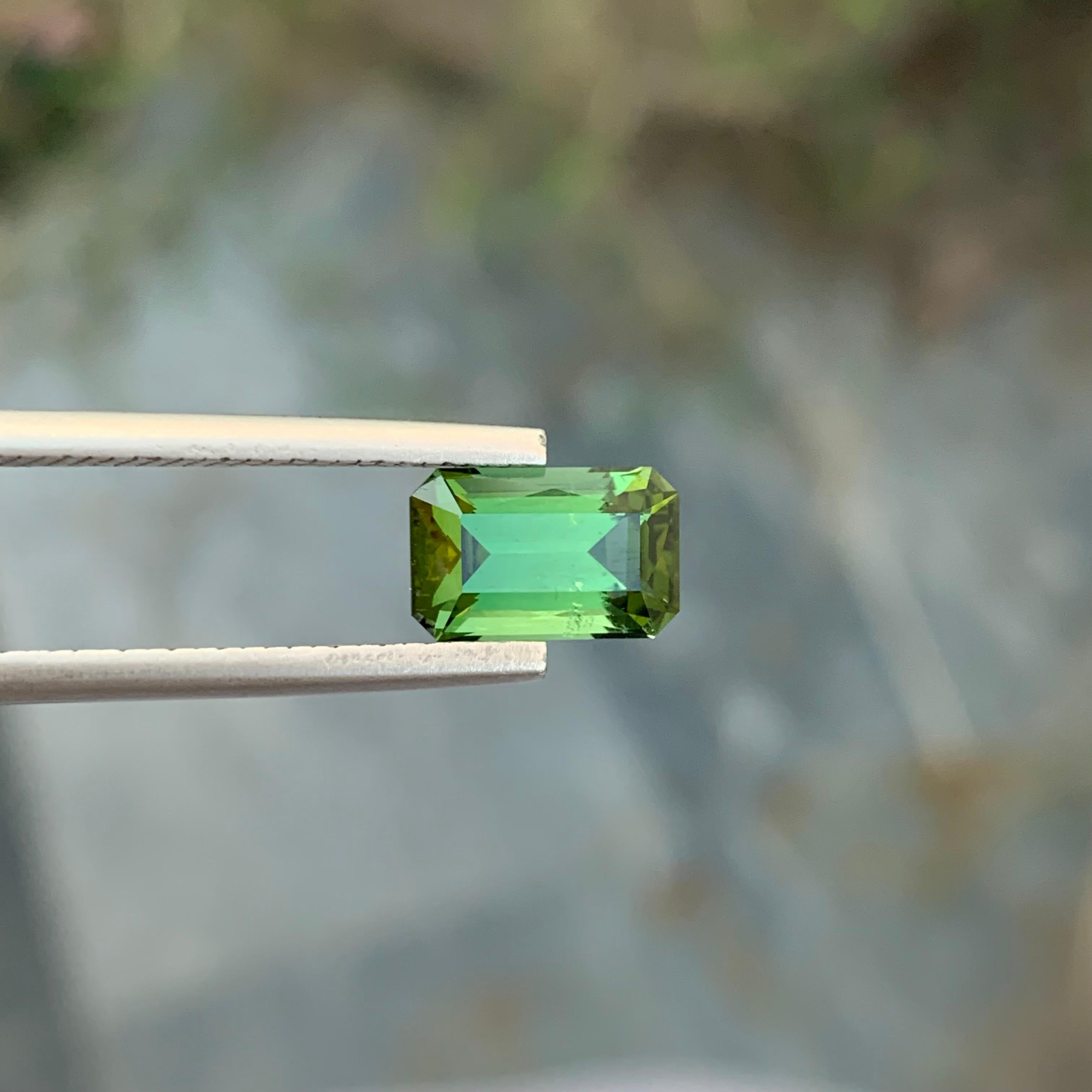 2.25 Carat Natural Loose Green Tourmaline Emerald Shape Gem From Afghanistan  For Sale 1
