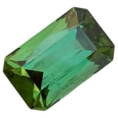 2.25 Carat Natural Loose Green Tourmaline Emerald Shape Gem From Afghanistan 