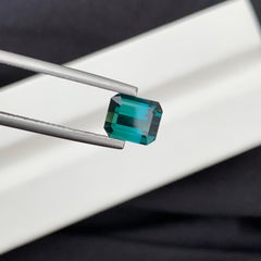 2.25 Carat Natural Loose Indicolite Tourmaline Emerald Shape Gem For Jewellery