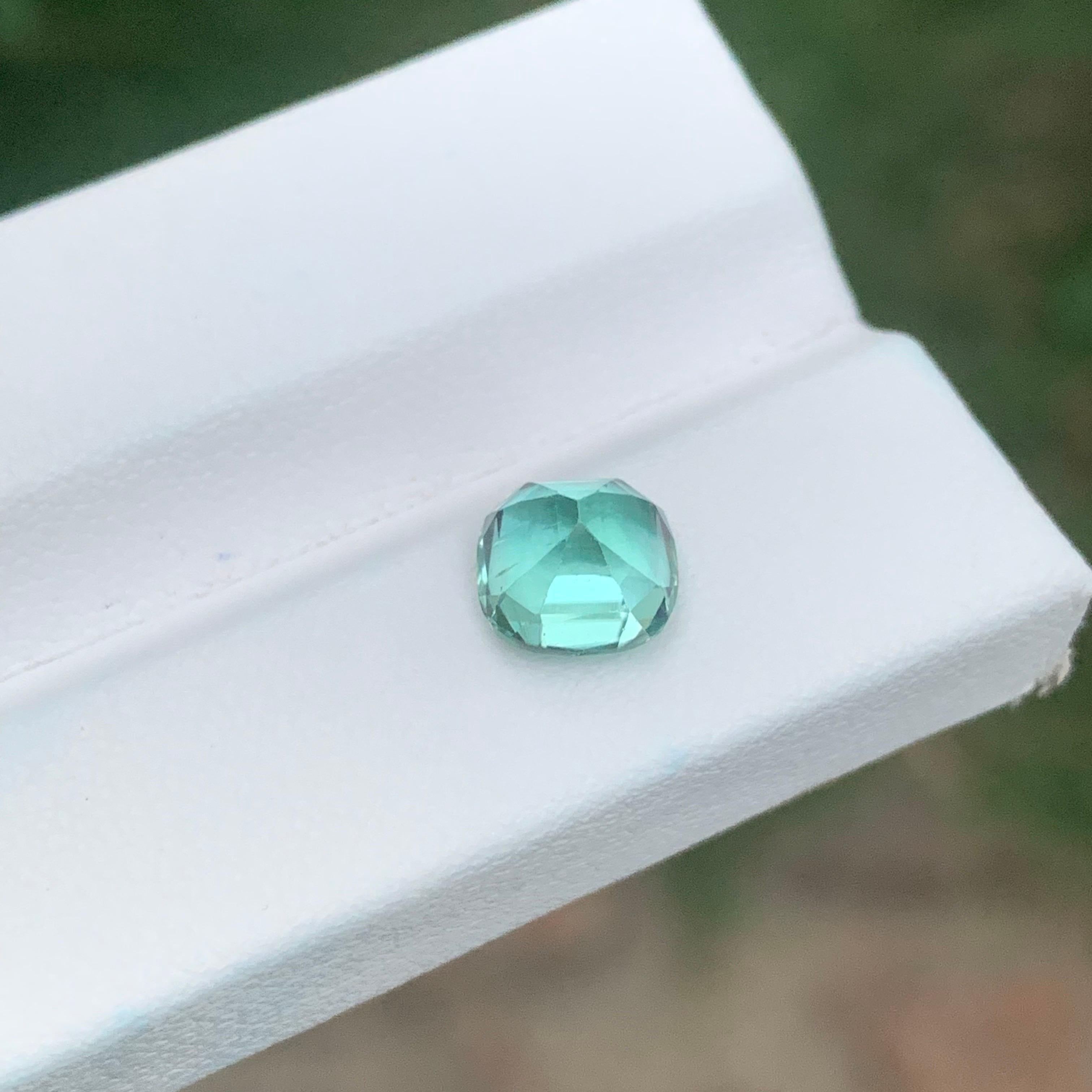 Women's or Men's 2.25 Carat Natural Loose Mint Green Tourmaline Cushion Shape Gemstone For Sale