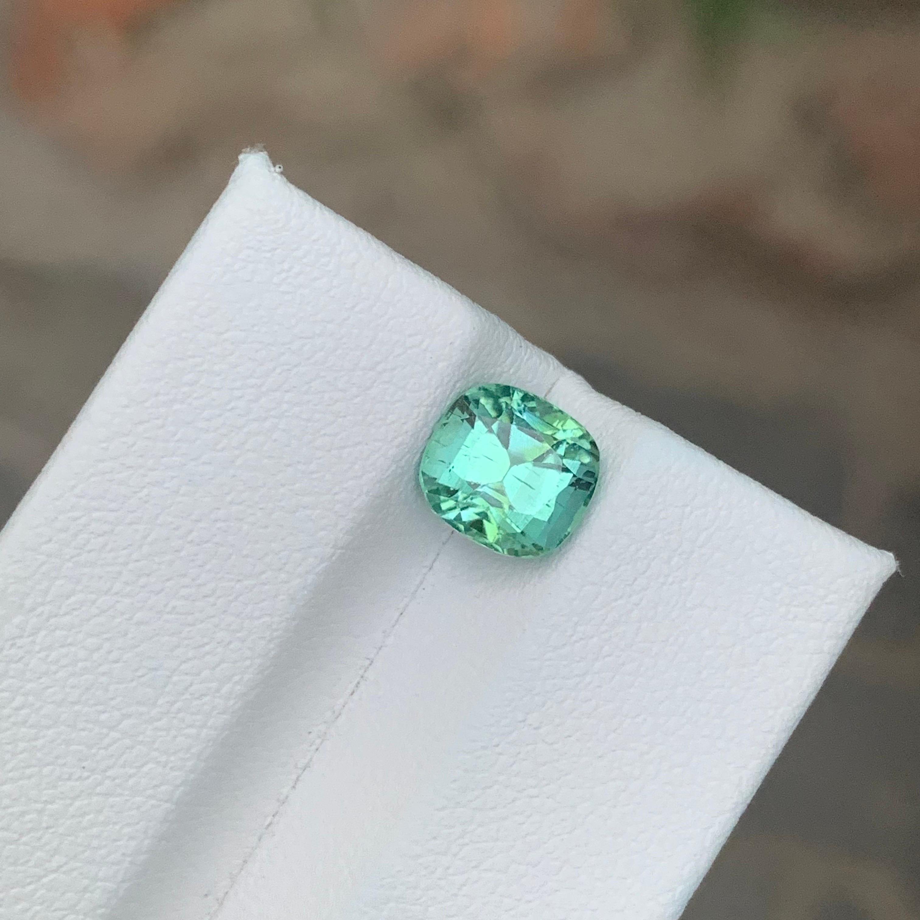 2.25 Carat Natural Loose Mint Green Tourmaline Cushion Shape Gemstone For Sale 1