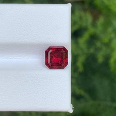 2.25 Carat Natural Loose Red Garnet Stone Asscher Cut African Gemstone