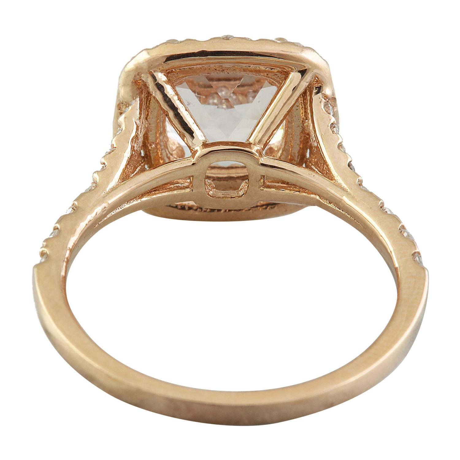 2.25 Carat Natural Morganite 14 Karat Solid Rose Gold Diamond Ring In New Condition For Sale In Los Angeles, CA