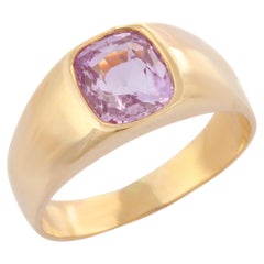 2.25 Carat Natural Pink Sapphire Engagement Ring in 18K Yellow Gold