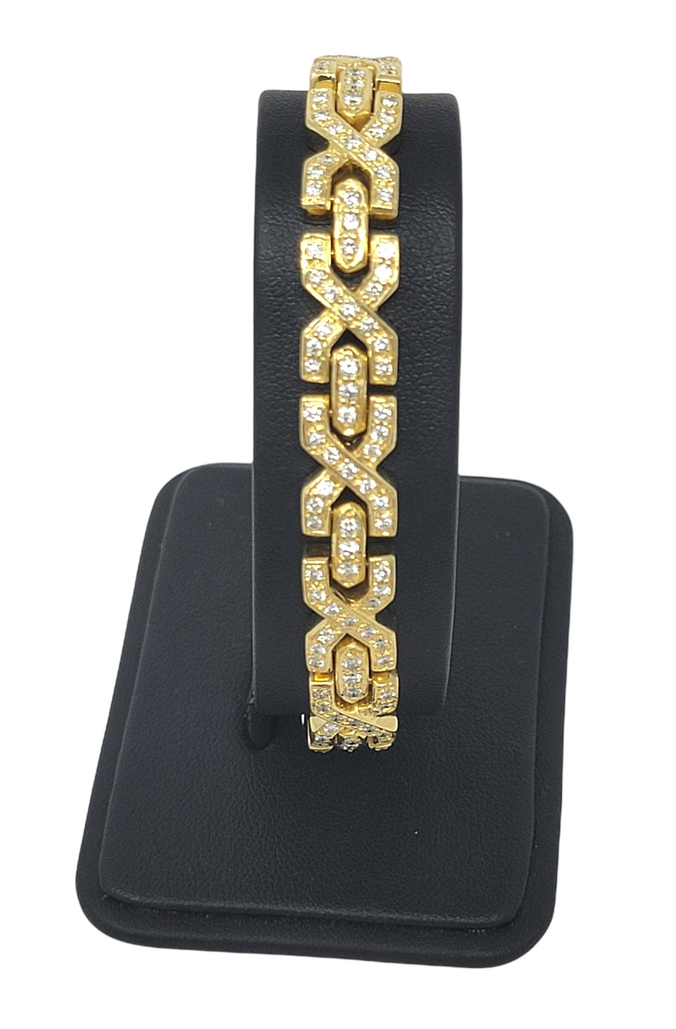 2.25 Carat Natural Round Diamond 'X' Link Bracelet in 18 Karat Yellow Gold For Sale 7