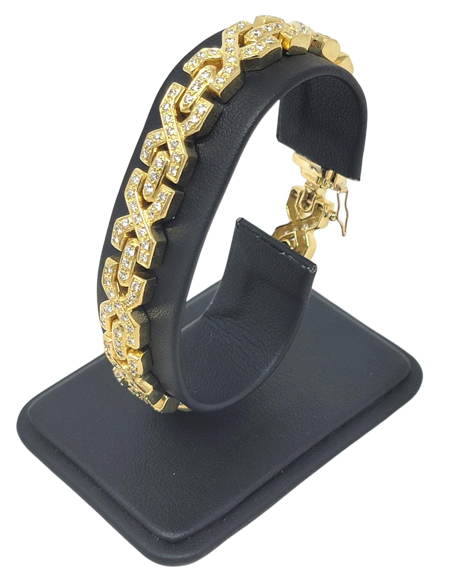 2.25 Carat Natural Round Diamond 'X' Link Bracelet in 18 Karat Yellow Gold For Sale 9
