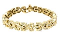2,25 Karat natürlicher runder Diamant 'X' Gliederarmband aus 18 Karat Gelbgold