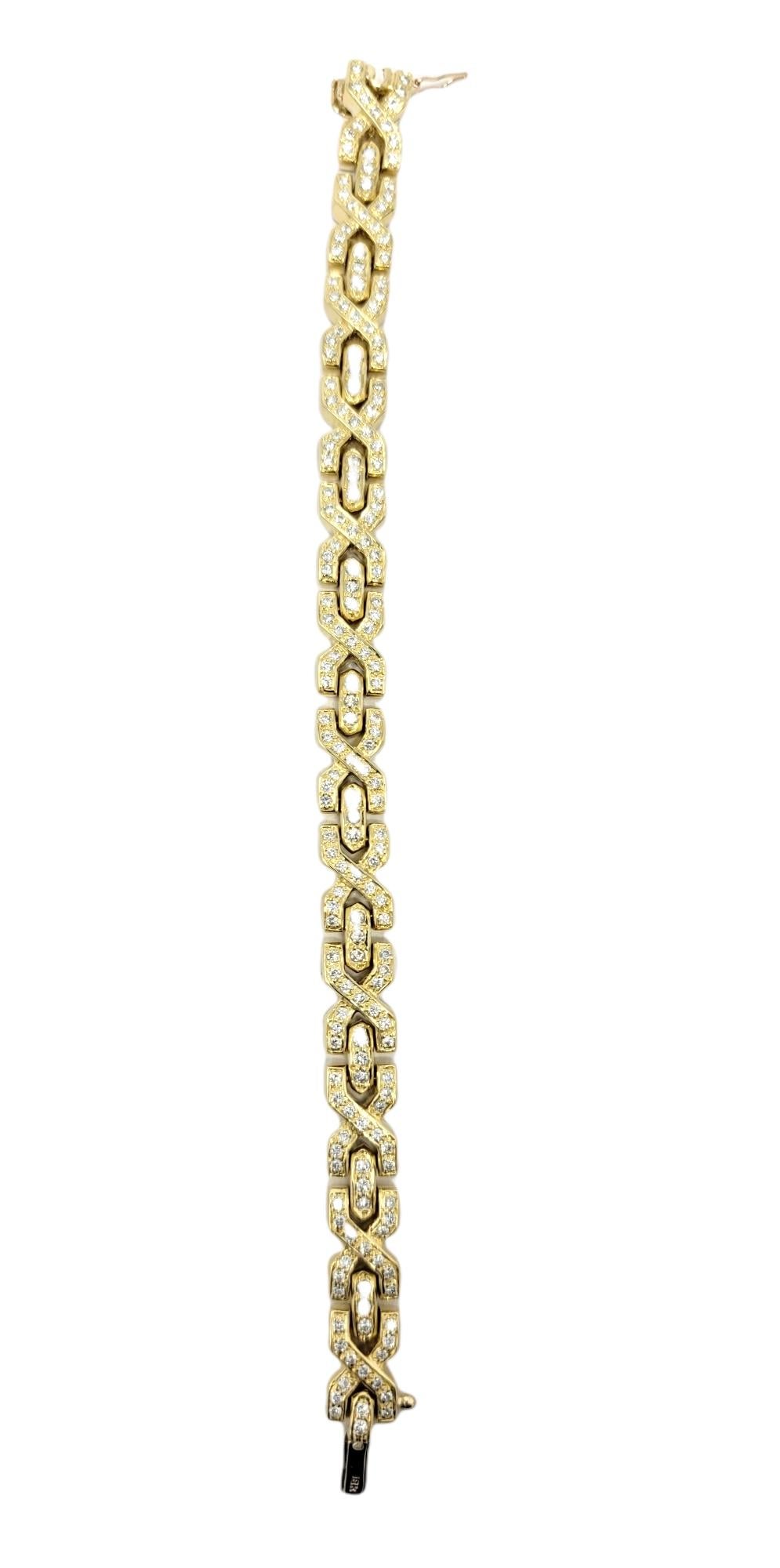 2.25 Carat Natural Round Diamond 'X' Link Bracelet in 18 Karat Yellow Gold For Sale 3
