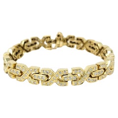 2.25 Carat Natural Round Diamond 'X' Link Bracelet in 18 Karat Yellow Gold