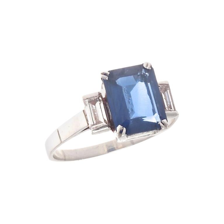 2.25 Carat Natural Sapphire Diamond Platinum Ring