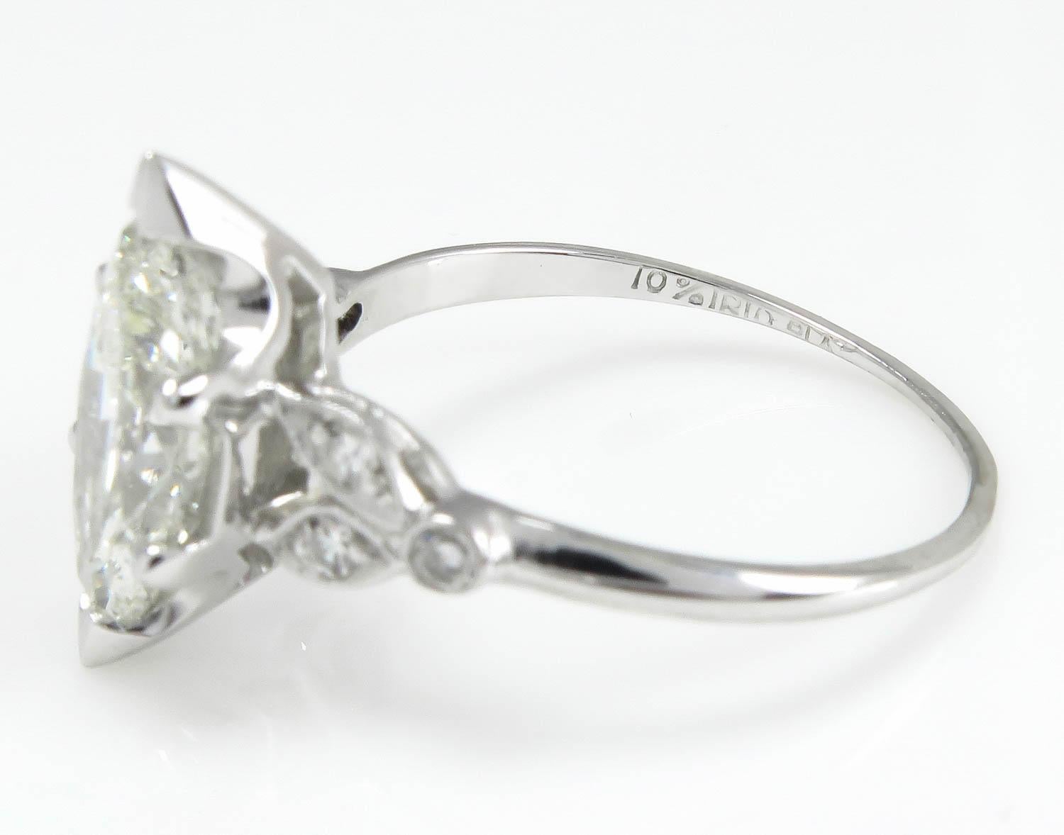 2.25 Carat Old Euro Marquise Diamond Engagement Wedding Platinum Ring EGL USA 1
