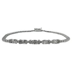 Bracciale Tennis con diamanti ovali e rotondi da 2,25 carati in oro bianco 14K, 7 pollici