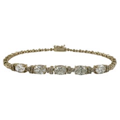 Bracciale Tennis con diamanti ovali e rotondi da 2,25 carati in oro giallo 14K, 7 pollici
