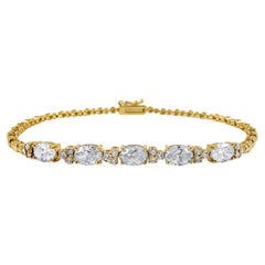2,25 Karat ovale und runde Diamant-Tennis-Armband in 14K Gelbgold, 7 Zentimeter
