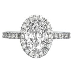 2.25 Carat Oval Cut Diamond Engagement Ring on 18 Karat White Gold
