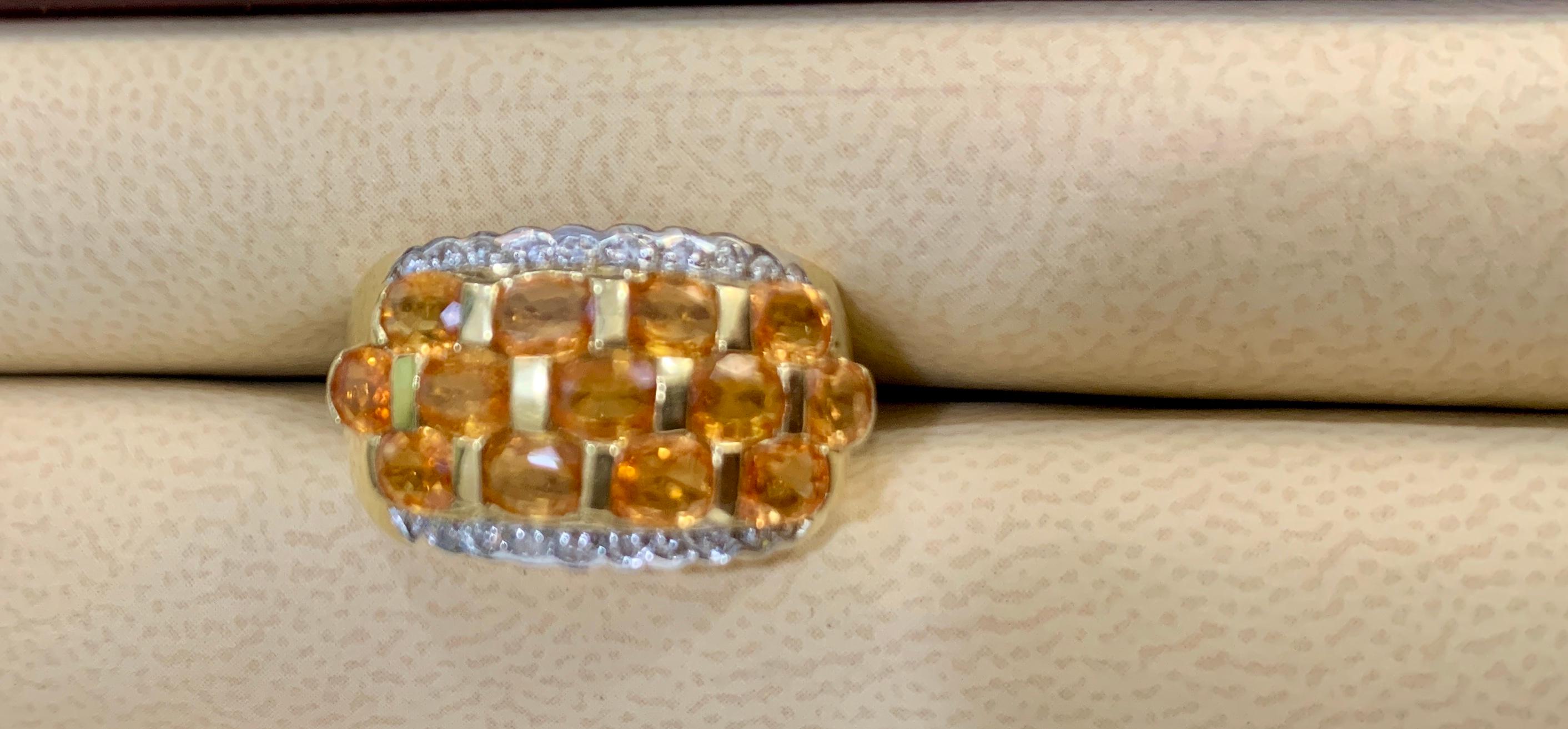 2.25 Carat Oval Cut Natural Yellow Sapphire and Diamond 14 Karat Gold Ring For Sale 7