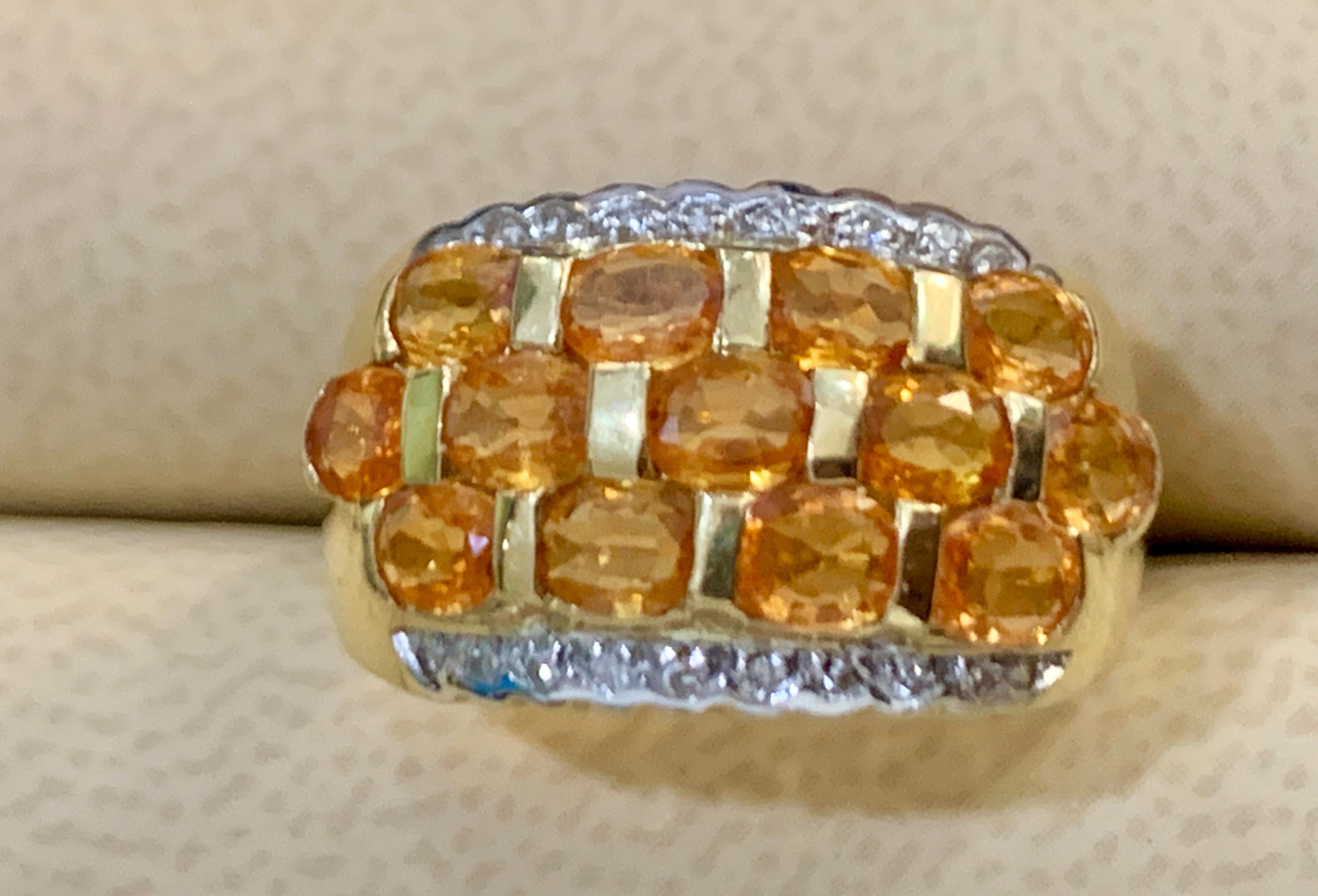 2.25 Carat Oval Cut Natural Yellow Sapphire and Diamond 14 Karat Gold Ring For Sale 8