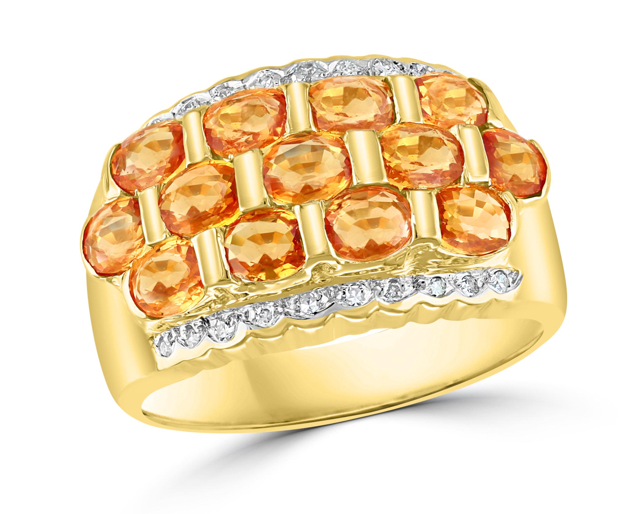 2.25 Carat Oval Cut Natural Yellow Sapphire and Diamond 14 Karat Gold Ring For Sale 9