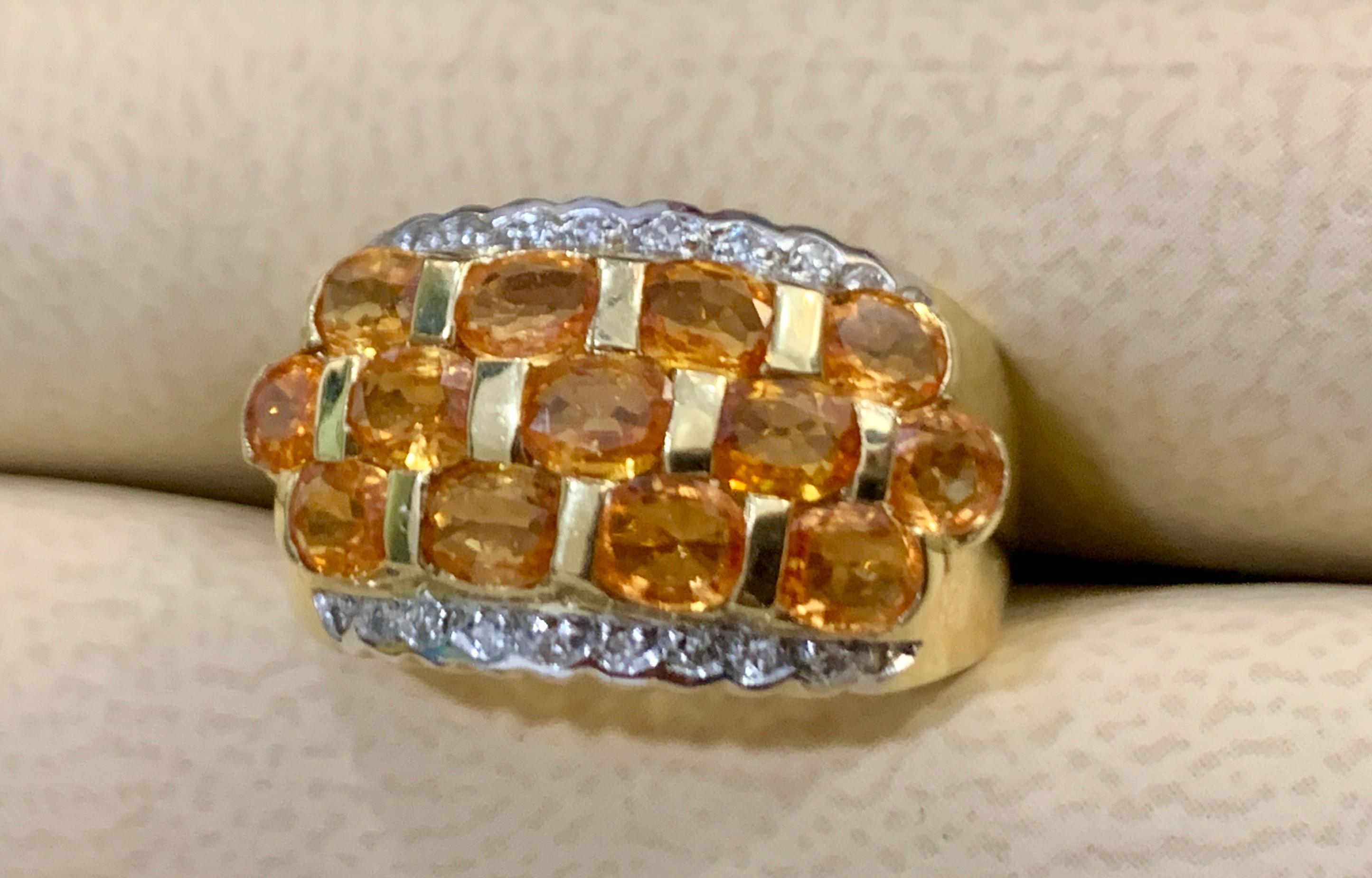 2.25 Carat Oval Cut Natural Yellow Sapphire and Diamond 14 Karat Gold Ring For Sale 1