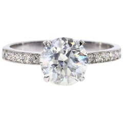 2.25 carat Round Cut Diamond Engagement Ring On Platinum