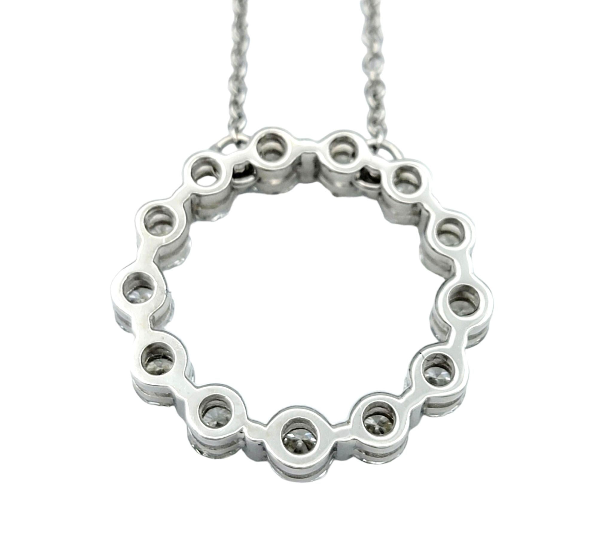 Round Cut 2.25 Carat Round Diamond Open Circle Pendant Necklace in 14 Karat White Gold For Sale