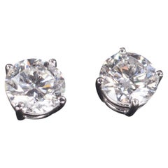 2.25 Carat Round Diamond Stud Earrings in White Gold Screwbacks