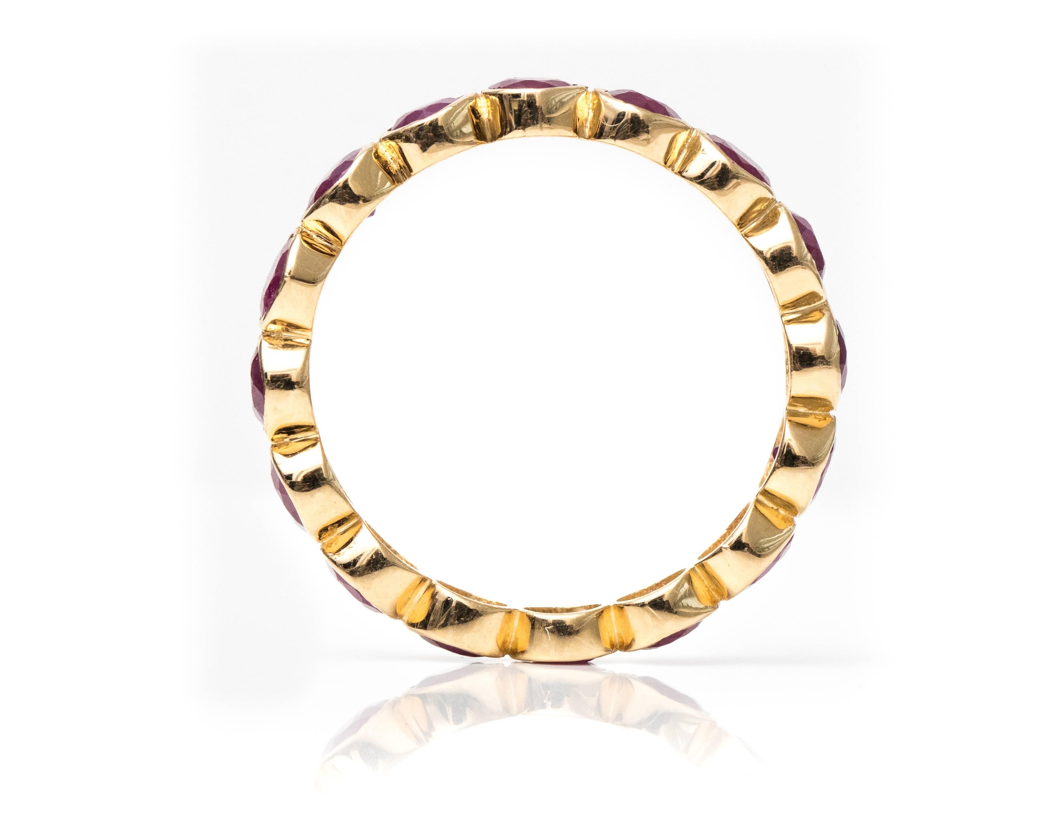 2.25 Carat Ruby and 18 Karat Yellow Gold Eternity Band In New Condition For Sale In Atlanta, GA