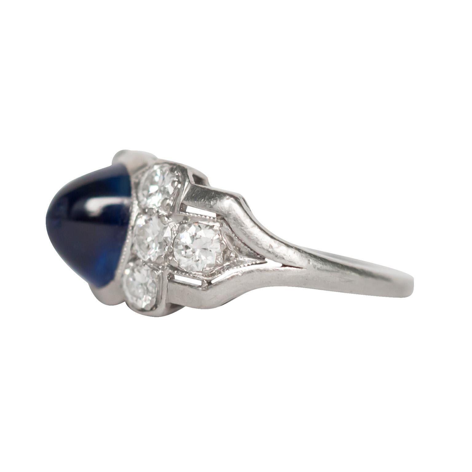 Art Deco 2.25 Carat Sapphire Platinum Engagement Ring