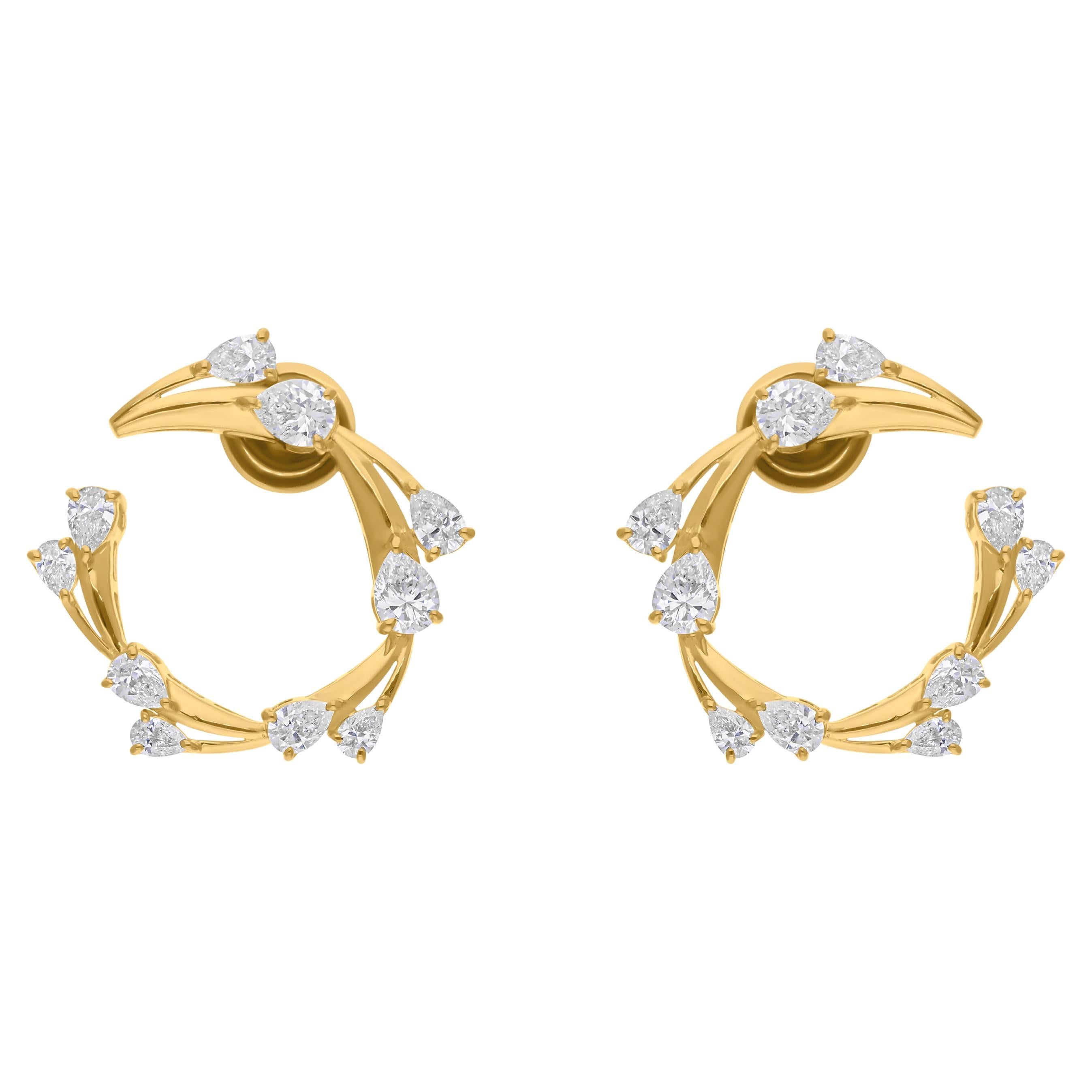 2.25 Carat SI Clarity HI Color Diamond Earrings 18 Karat Yellow Gold Jewelry