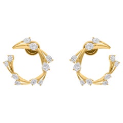 Pendientes de diamantes de 2,25 quilates con claridad SI y color HI Joyas de oro amarillo de 18 quilates