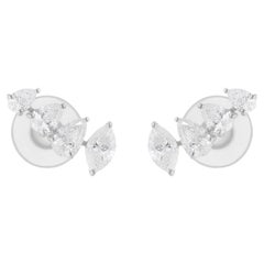 2.25 Carat SI/H Marquise Pear Brilliant Cut Diamond Earrings 14 Karat White Gold