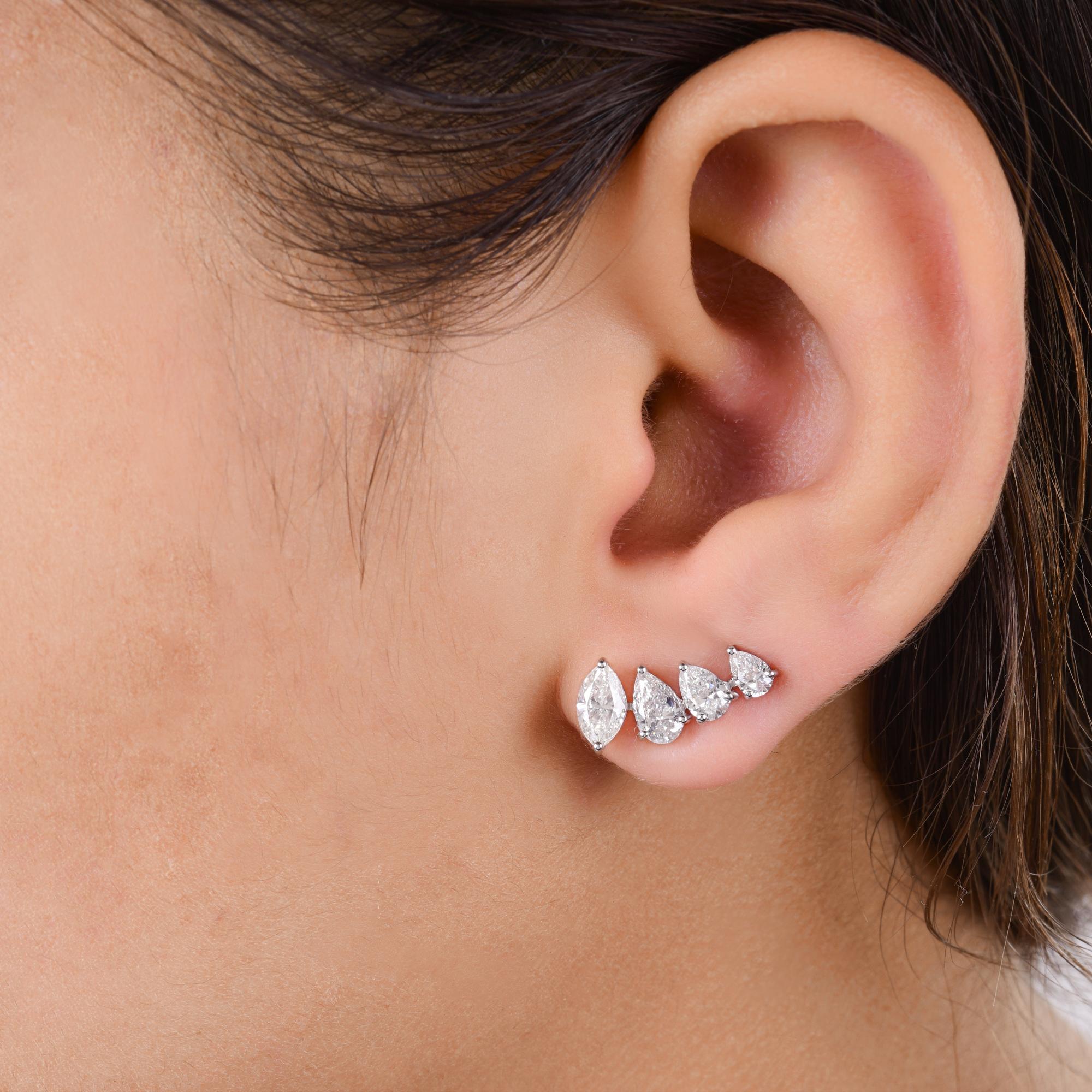 Pear Cut 2.25 Carat SI/H Marquise Pear Brilliant Cut Diamond Earrings 18 Karat White Gold For Sale
