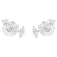 Orecchini con diamanti da 2,25 carati SI/H Marquise Pear Brilliante 18 carati in oro bianco