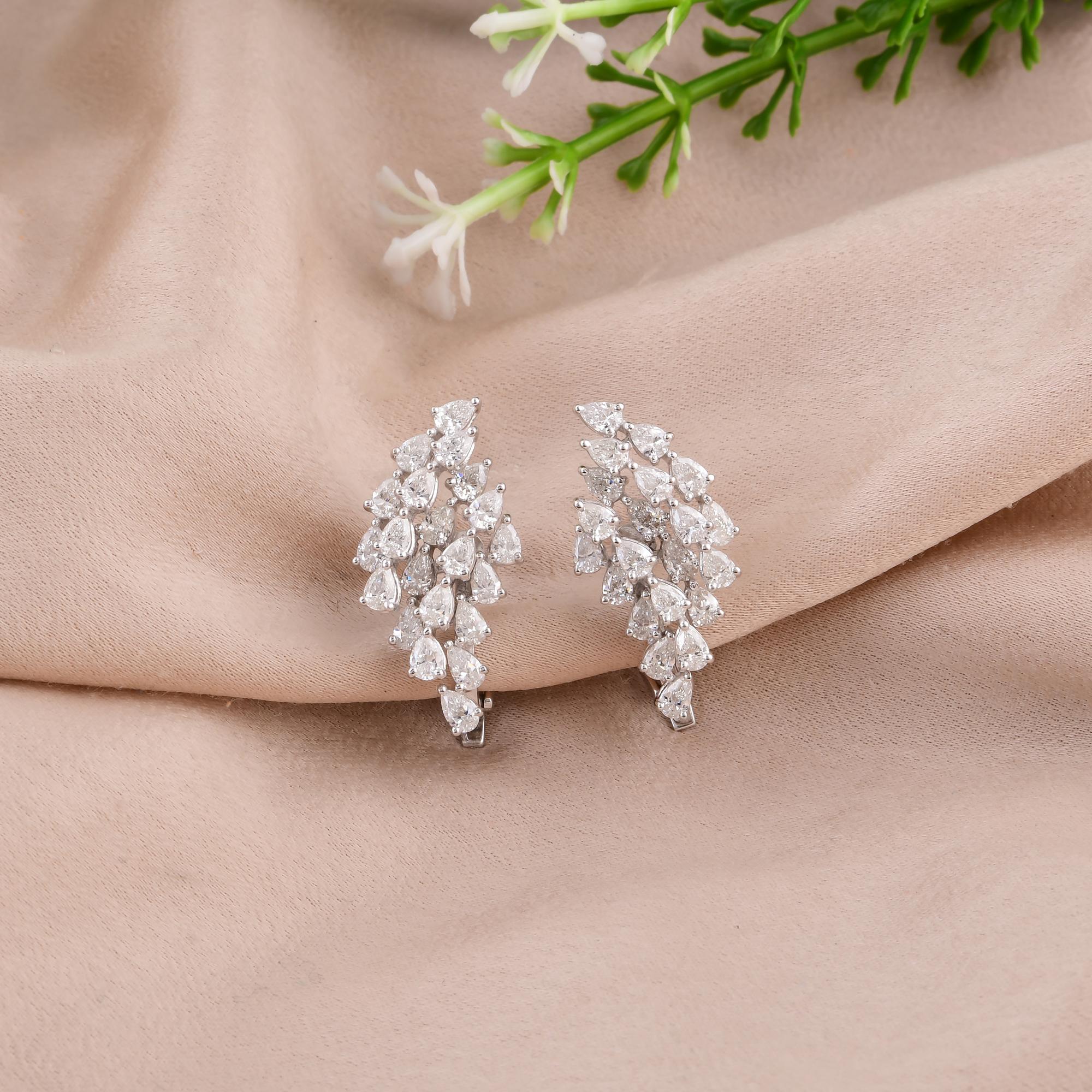 Modern 2.25 Carat SI/H Pear Brilliant Cut Diamond Earrings 18 Karat White Gold Jewelry For Sale