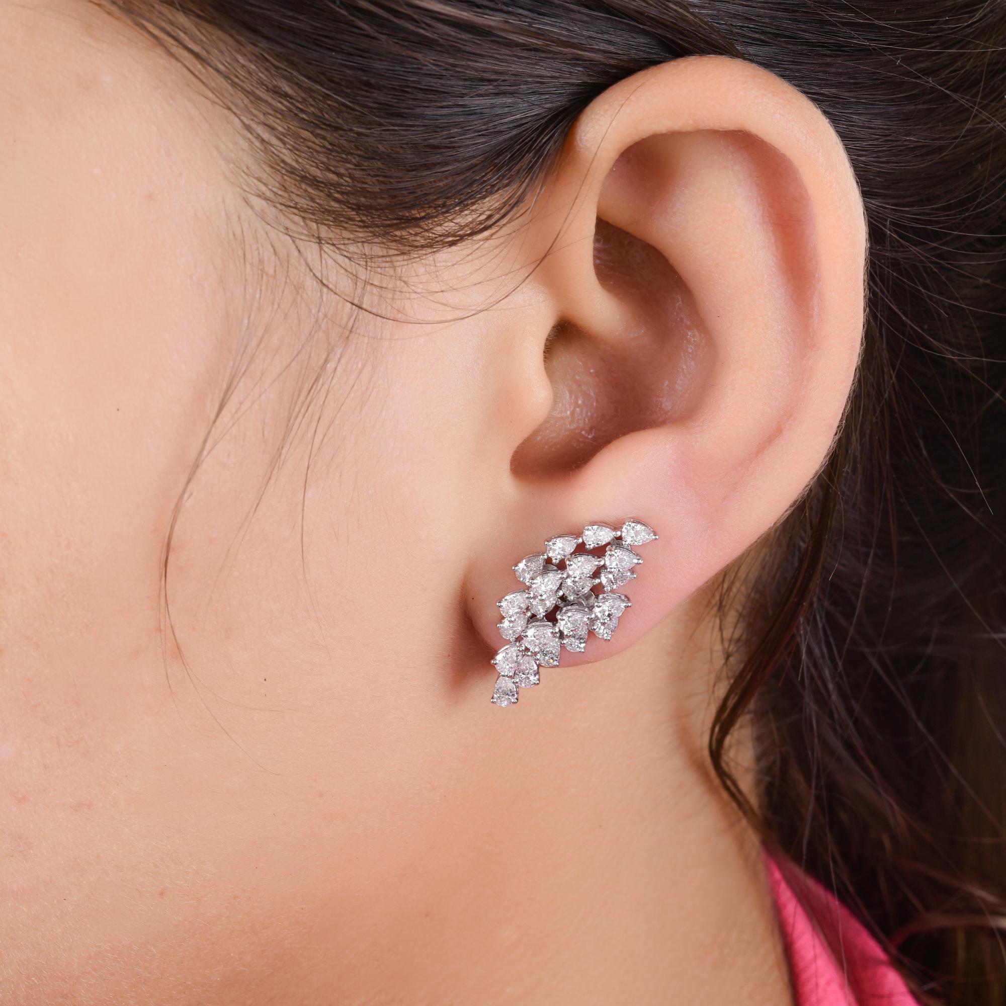 Pear Cut 2.25 Carat SI/H Pear Brilliant Cut Diamond Earrings 18 Karat White Gold Jewelry For Sale