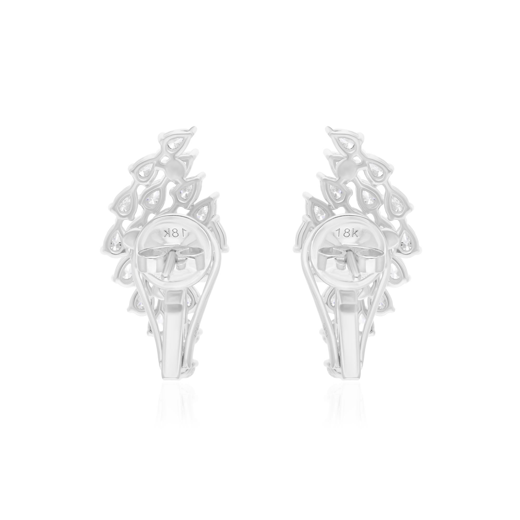 2.25 Carat SI/H Pear Brilliant Cut Diamond Earrings 18 Karat White Gold Jewelry In New Condition For Sale In Diera, Dubai