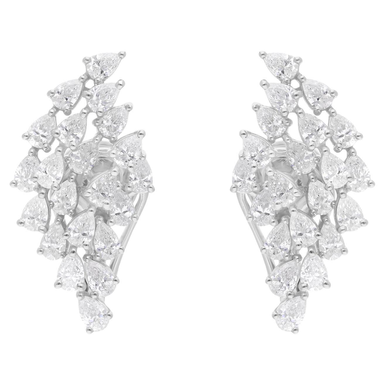 2.25 Carat SI/H Pear Brilliant Cut Diamond Earrings 18 Karat White Gold Jewelry