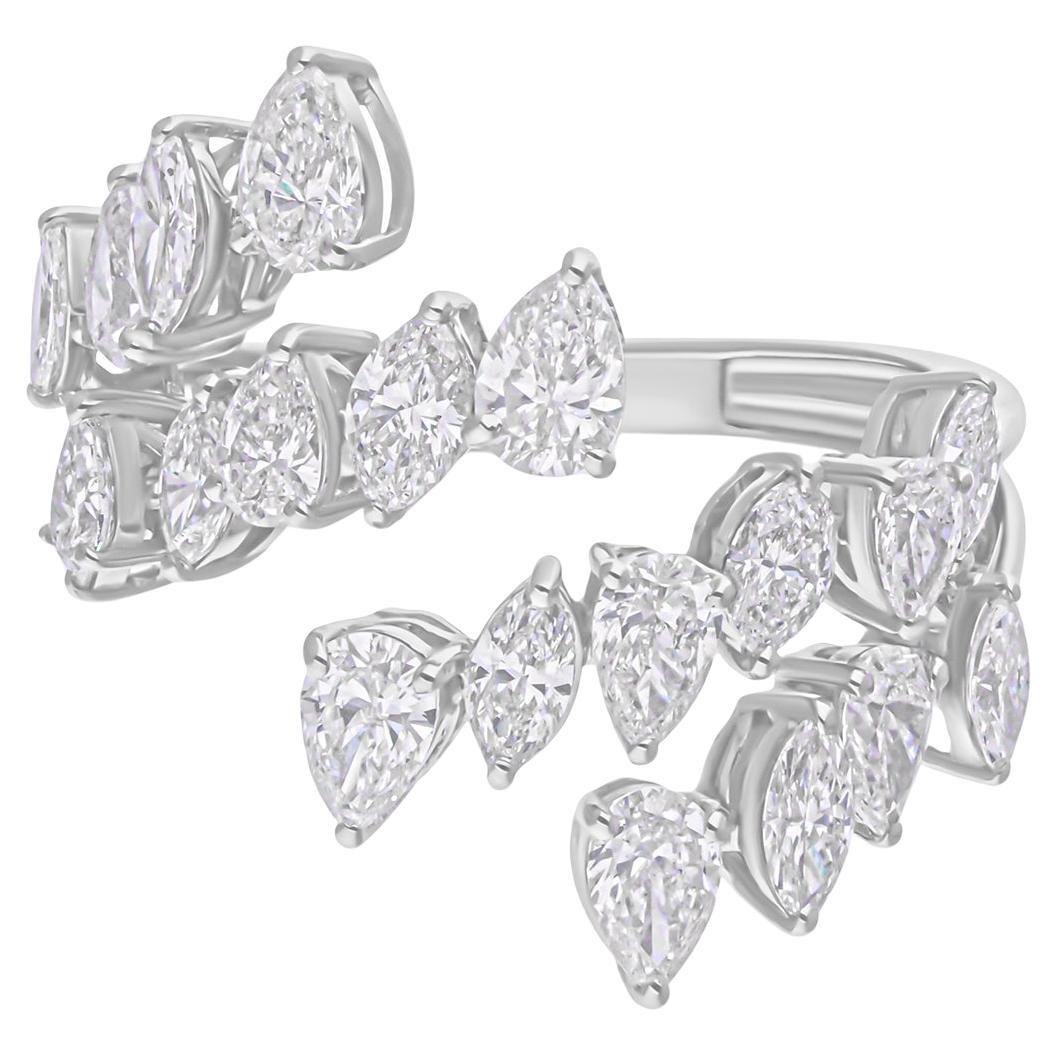 2,25 quilates SI/H Anillo de diamantes en forma de marquesa de pera Joyas de oro blanco de 14 quilates