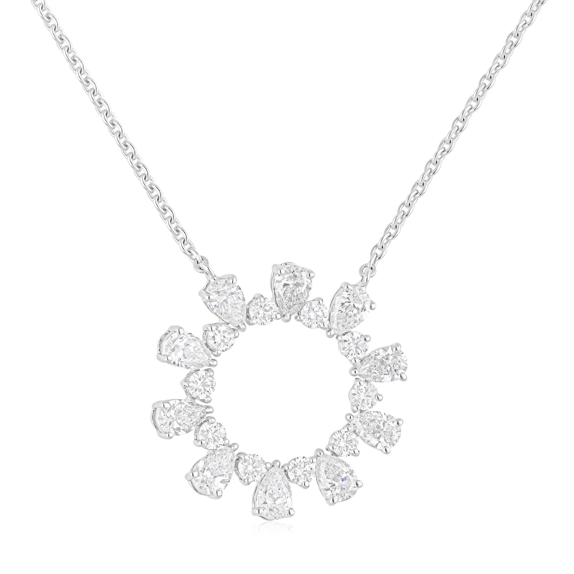 2,25 Carati SI/H Pear Round Diamond Collana di diamanti 14 Karat White Gold Gioielli In condizioni Nuovo in vendita a Diera, Dubai
