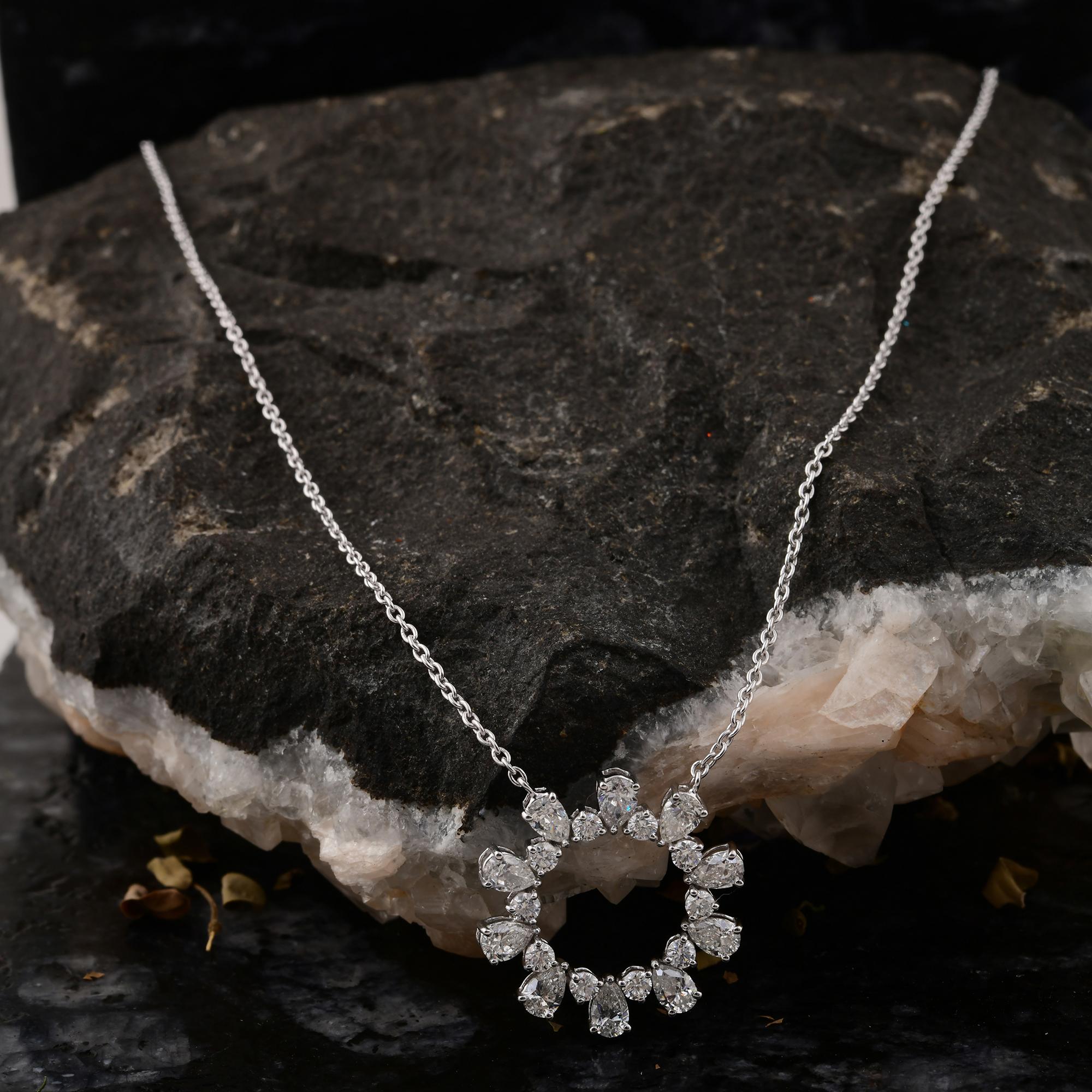 2,25 Carati SI/H Pear Round Diamond Collana di diamanti 14 Karat White Gold Gioielli in vendita 1