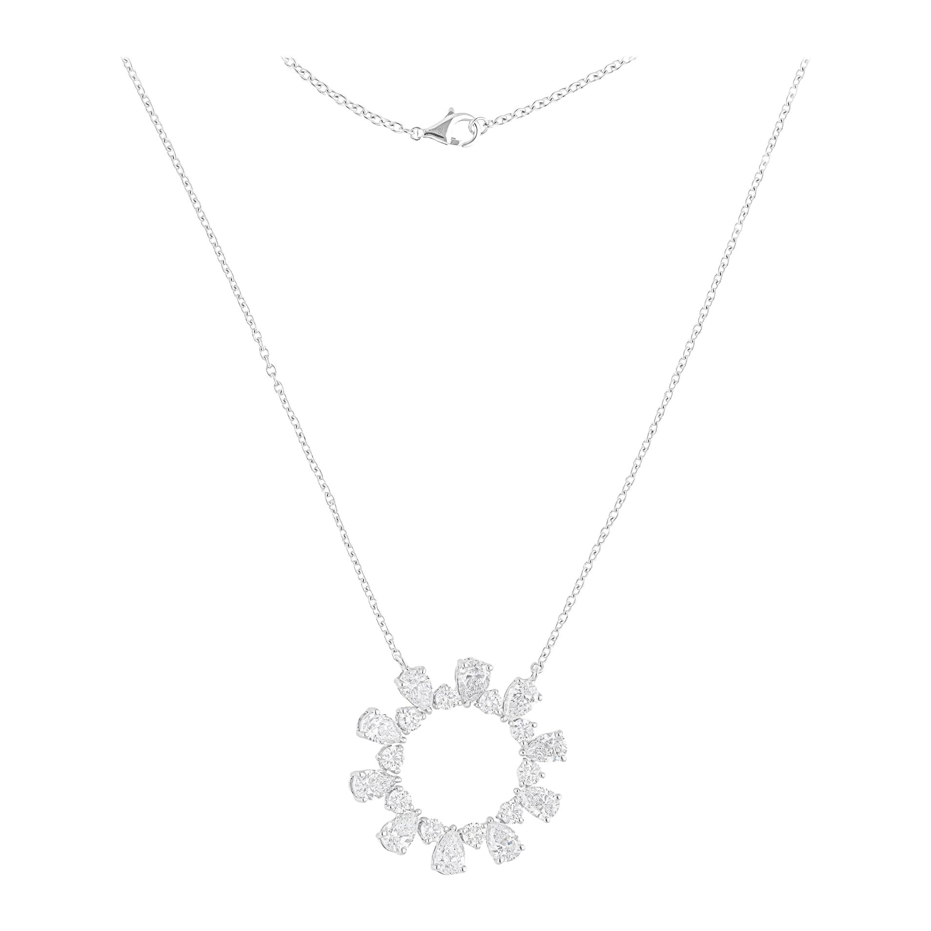 2,25 Karat SI/H Birnenförmiger runder Diamant-Anhänger Halskette 14 Karat Weißgold Schmuck im Angebot