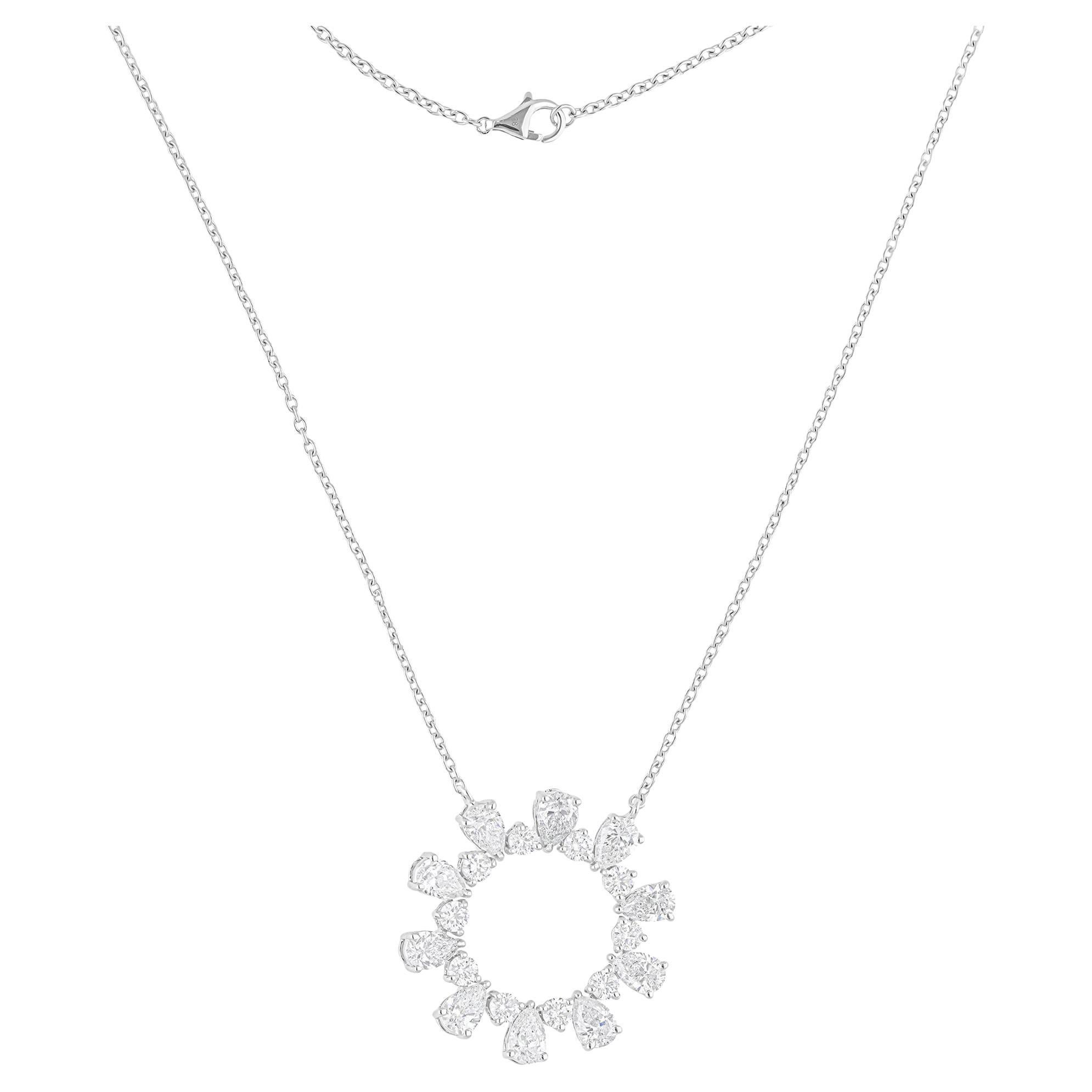 Collier pendentif en or blanc 14 carats avec diamants ronds taille poire de 2,25 carats SI/H