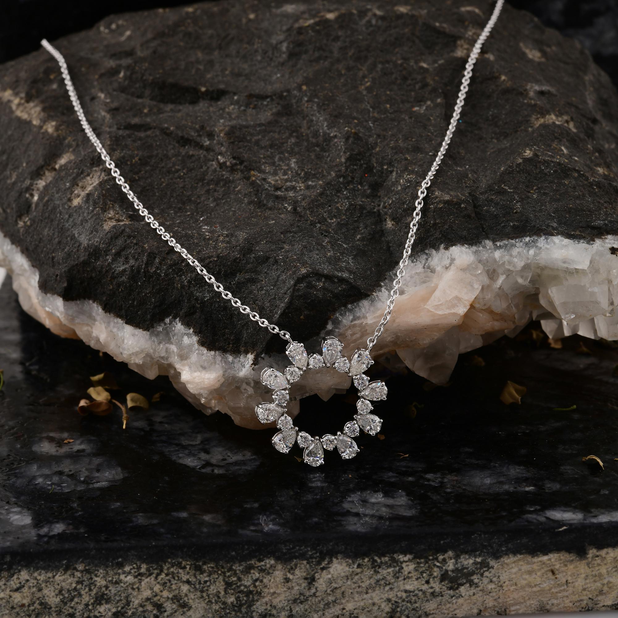 2,25 Karat SI/H Birnenförmiger runder Diamant-Anhänger Halskette 18 Karat Weißgold Schmuck (Moderne) im Angebot