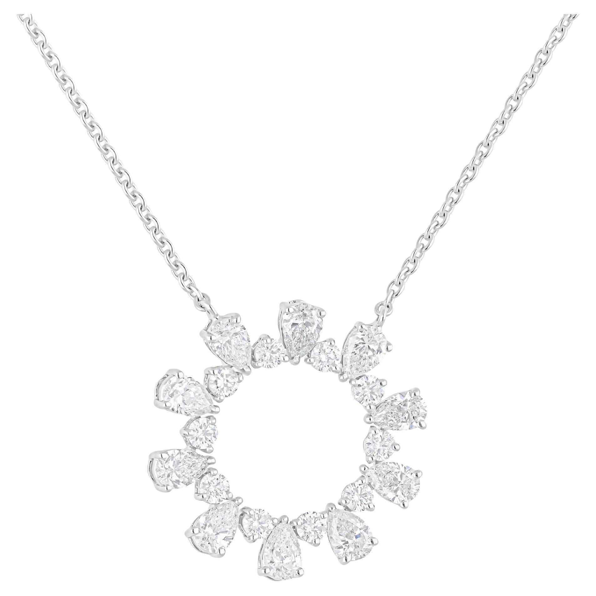 2.25 Carat SI/H Pear Round Diamond Pendant Necklace 18 Karat White Gold Jewelry